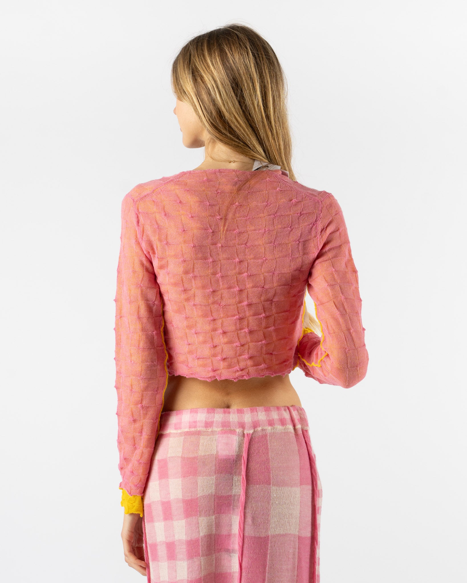 YanYan Borlor DBL Layer Floral Cardigan in Pink/Yellow
