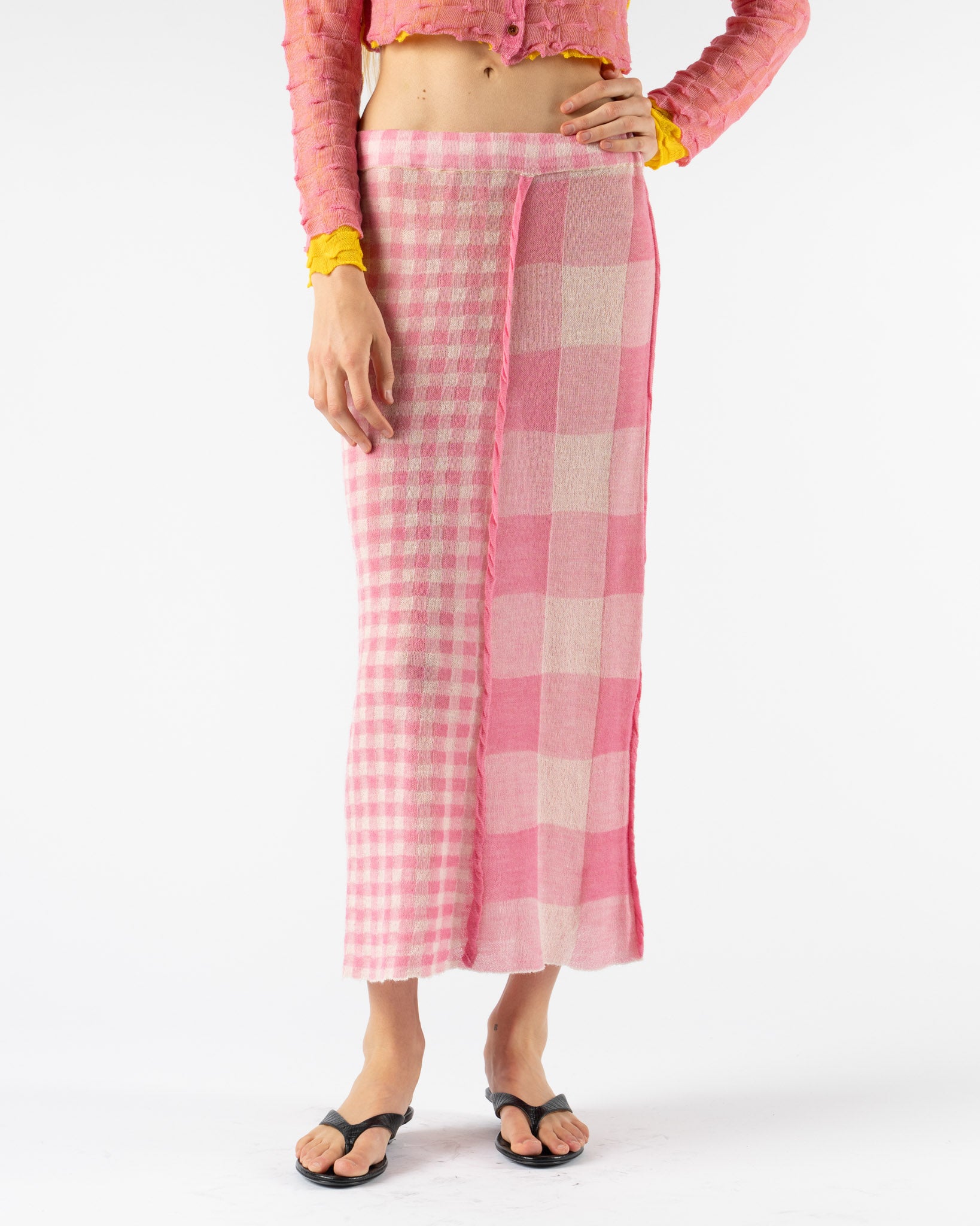YanYan Gingham Maxi Skirt in Pink