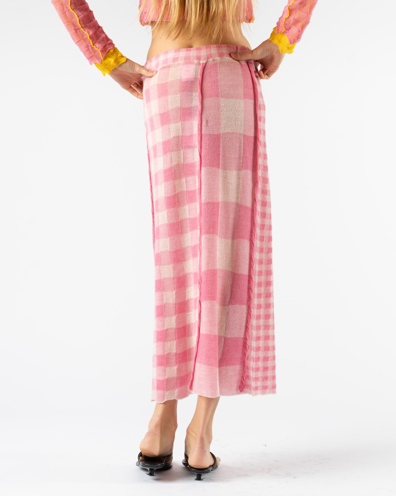 YanYan Gingham Maxi Skirt in Pink