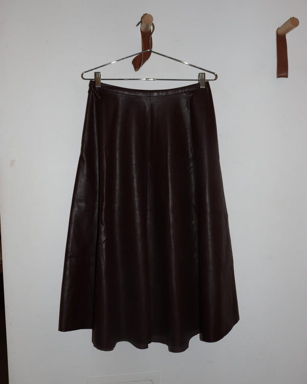 Pre-owned: Year One Vegan Leather Skirt in Brown