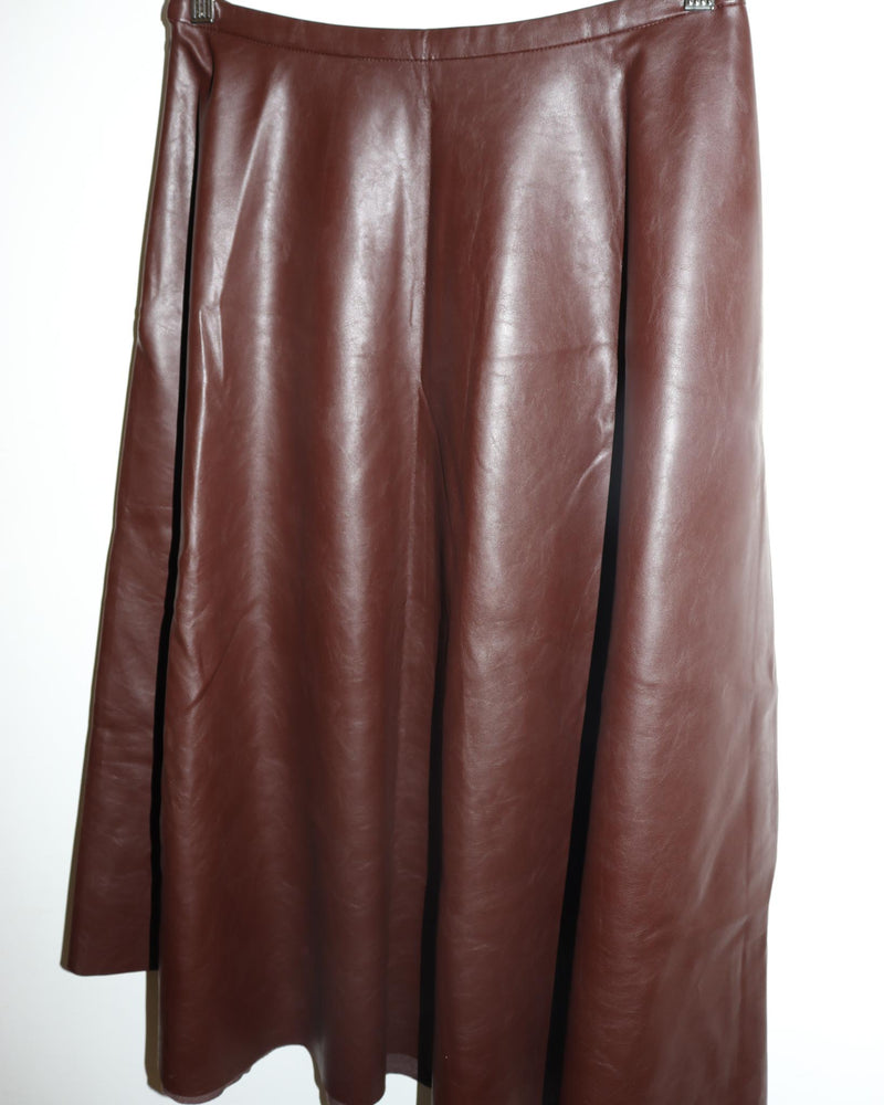 Pre-owned: Year One Vegan Leather Skirt in Brown