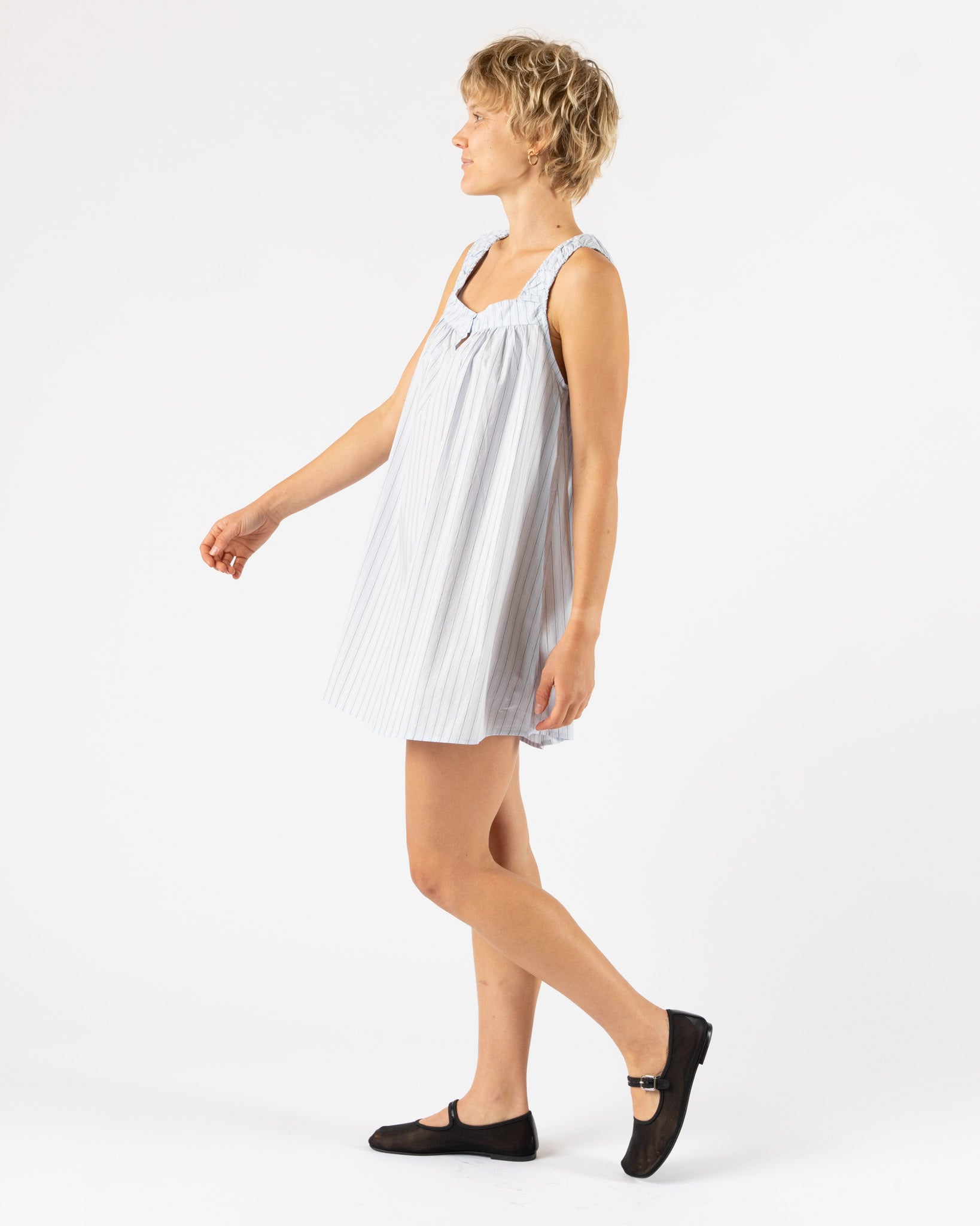 Deiji Studios Yoke Mini Dress in Mineral Stripe