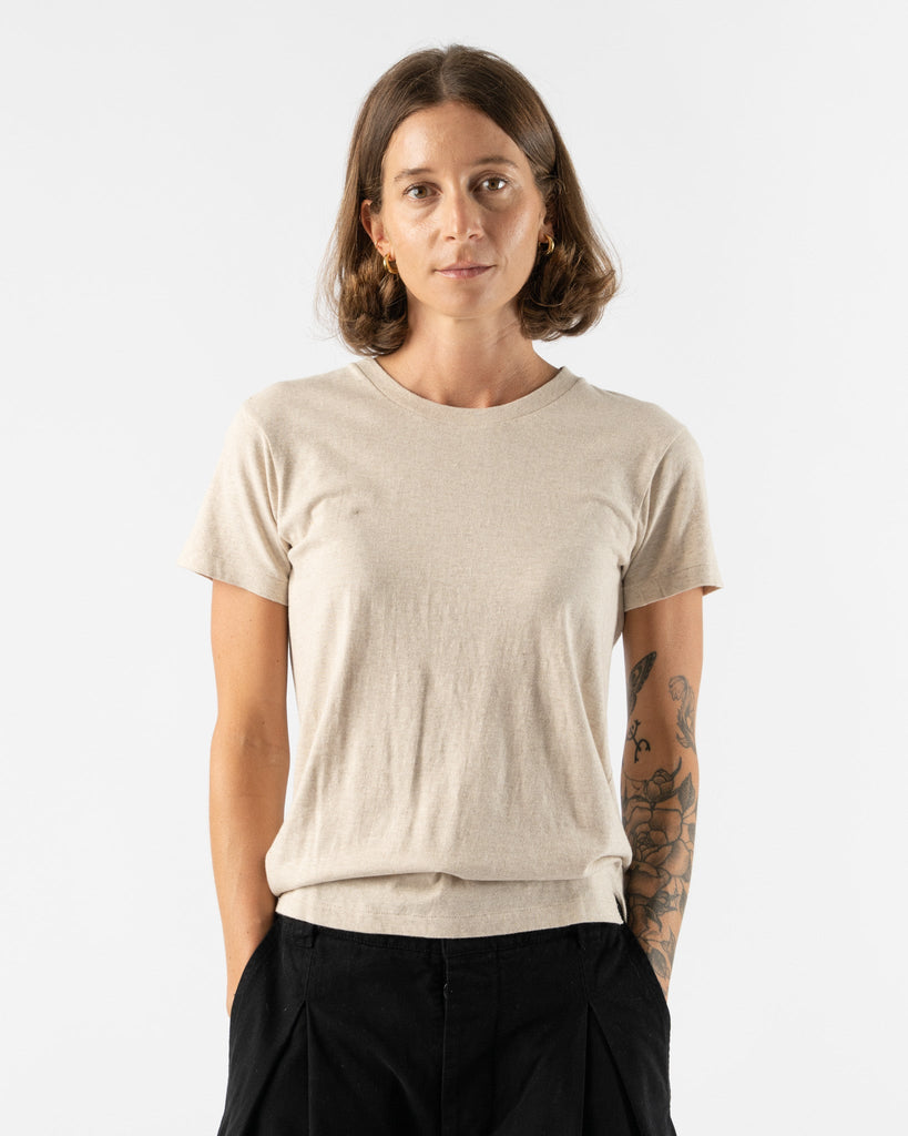Auralee Womens Seamless Crew Neck Tee in Top Brown Curated