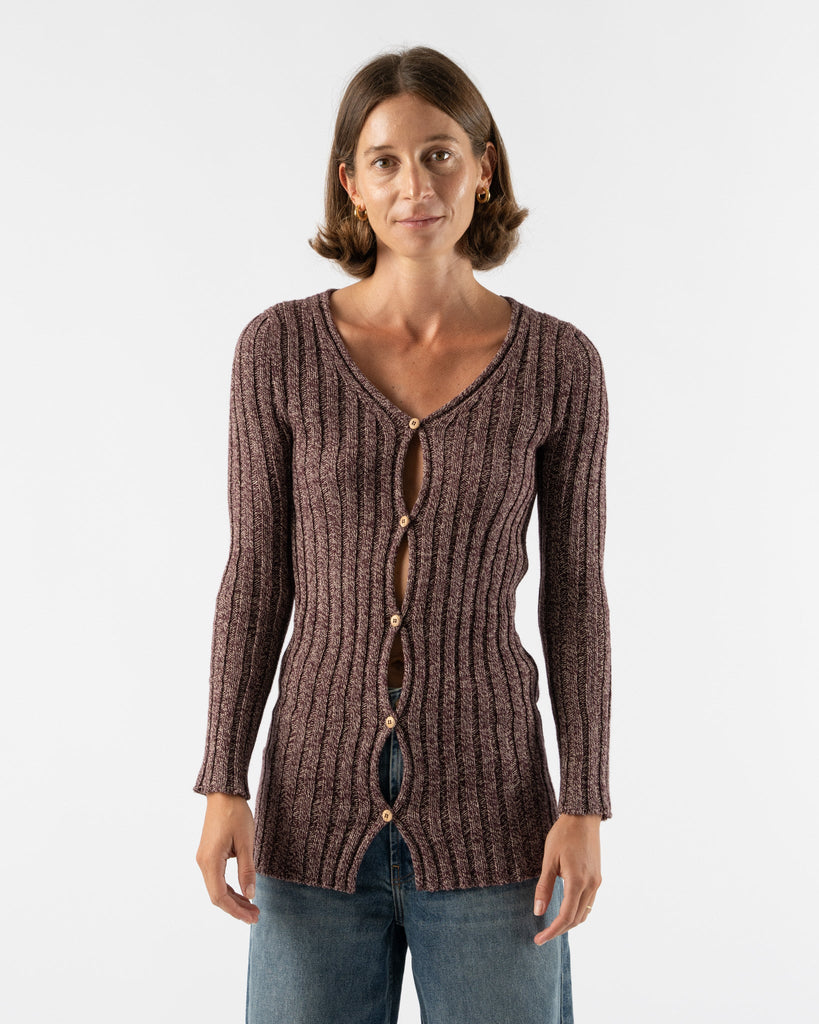 Baserange Loulou Cardigan in Burgundy Melange