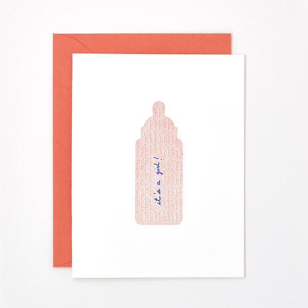 It's a Girl! Baby Bottle Card by Helen Edna