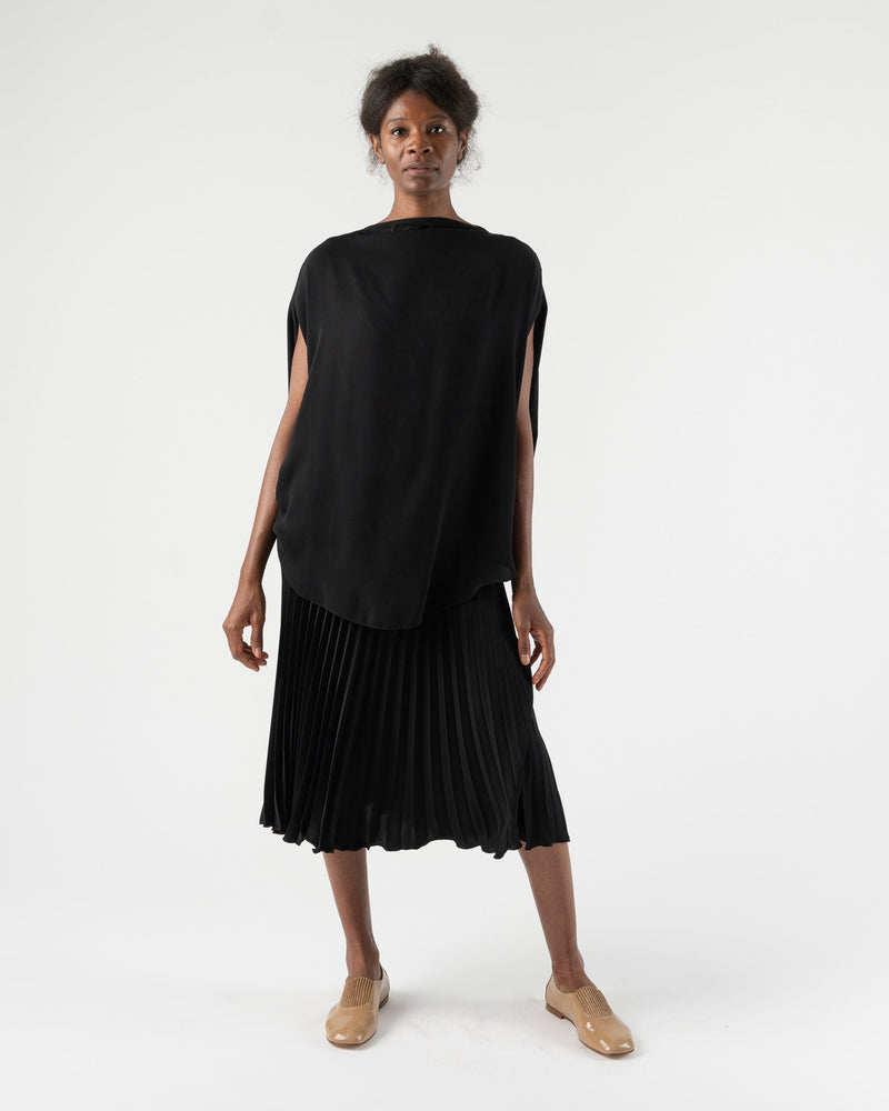 MM6 Maison Margiela Pleated Midi Skirt in Black Curated at Jake