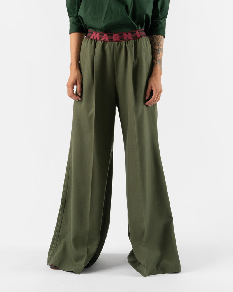 Tilde Sustainable Satin Back Crepe Wide Leg Trousers - Forest Green – Louche