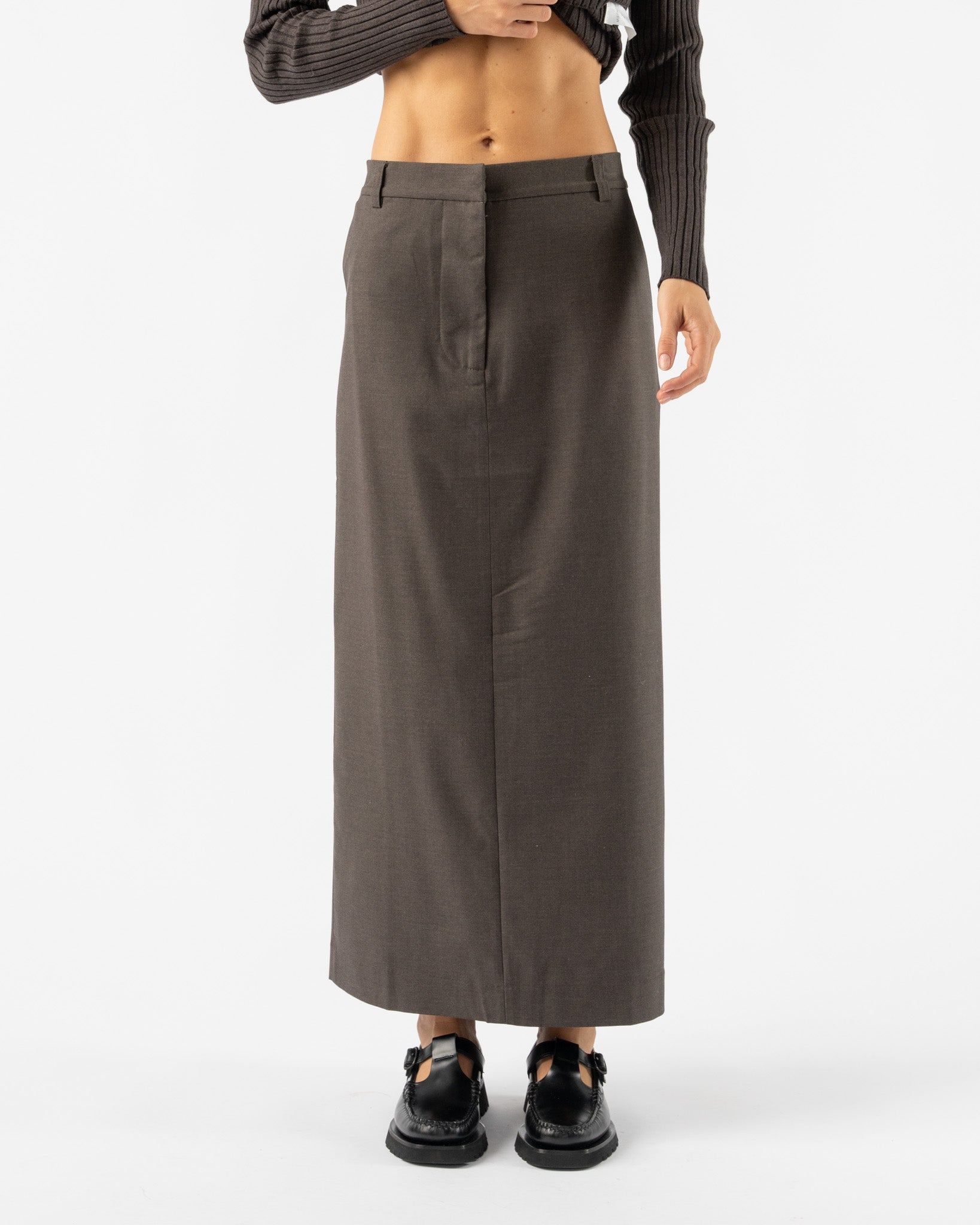 Mijeong-Park-Wool-Blend-Midi-Skirt-in-Heather-Brown-Santa-Barbara-Boutique-Jake-and-Jones-Sustainable-Fashion