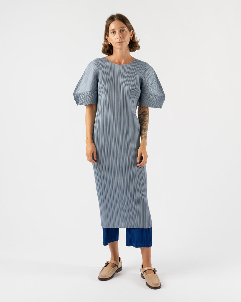 Pleats Please Issey Miyake August Monthly Colors Dress in Cool Gray