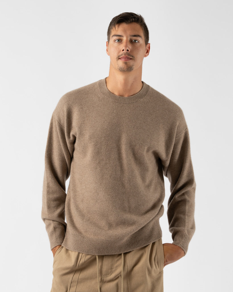 Auralee Baby Cashmere Knit Pullover in Natural Brown Curated at