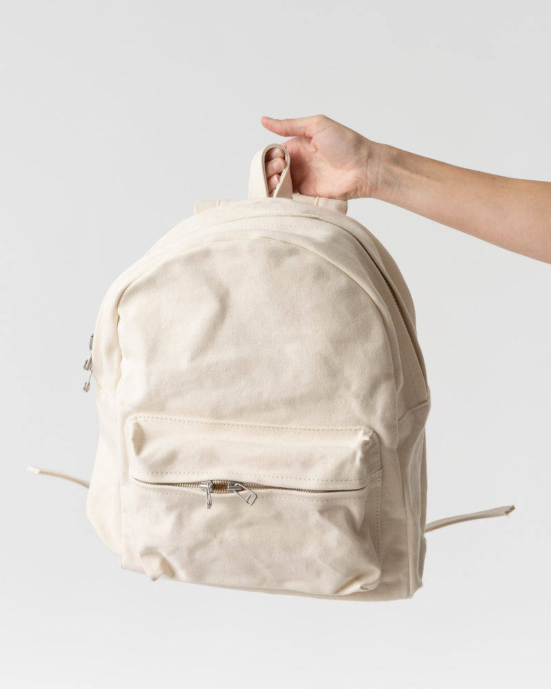 Amiacalva Small Washed Canvas Backpack in White Curated at Jake