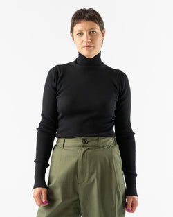 Auralee Giza High Gauge Rib Knit Turtleneck in Black Curated at