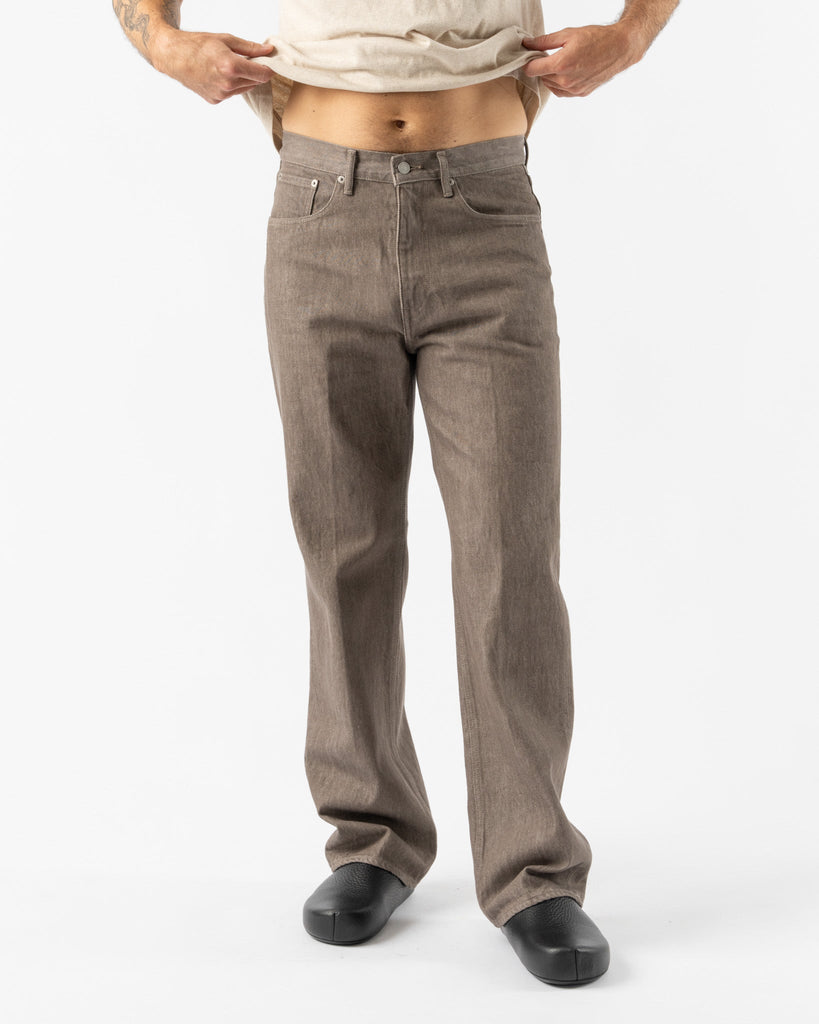 Auralee Hard Twist Denim Five Pocket Pants in Mocha Brown Curated