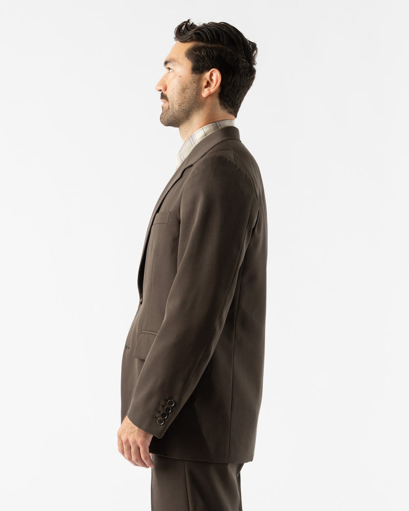 Auralee Light Wool Max Gabardine Jacket in Dark Brown Curated at 