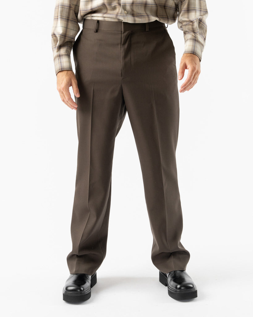 Auralee Light Wool Max Gabardine Slacks in Dark Brown Curated at