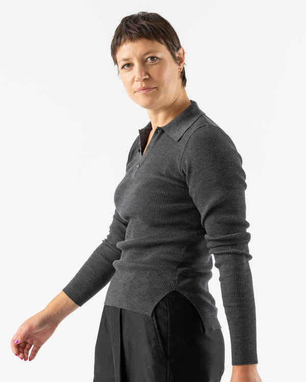 Auralee-Super-Fine-Wool-High-Gauge-Rib-Knit-Polo-in-Top-Charcoal-Santa-Barbara-Boutique-Jake-and-Jones-Sustainable-Fashion