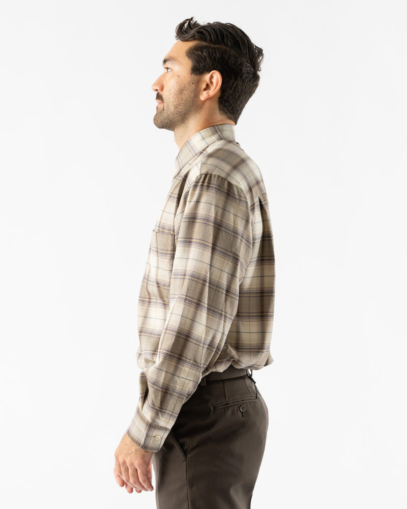 Auralee Super Light Wool Shirt in Light Brown Check Curated at