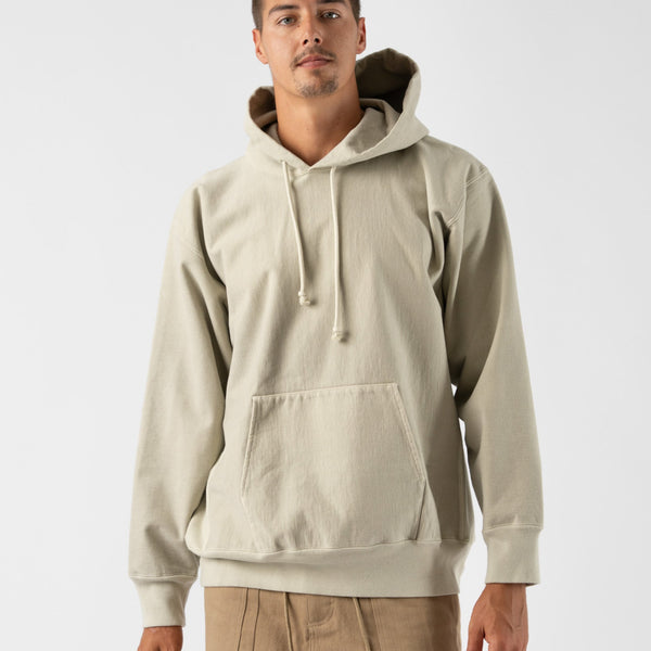 Auralee Super Milled Sweat Pullover Parka in Light Khaki Curated