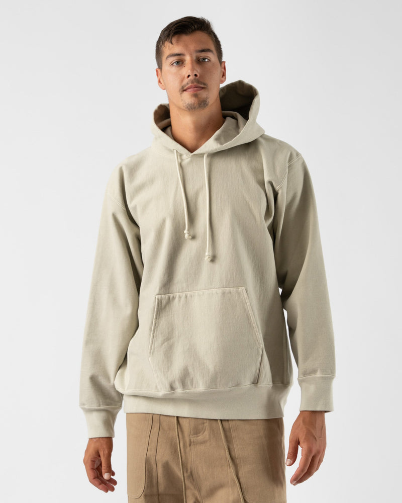 Auralee Super Milled Sweat Pullover Parka in Light Khaki Curated