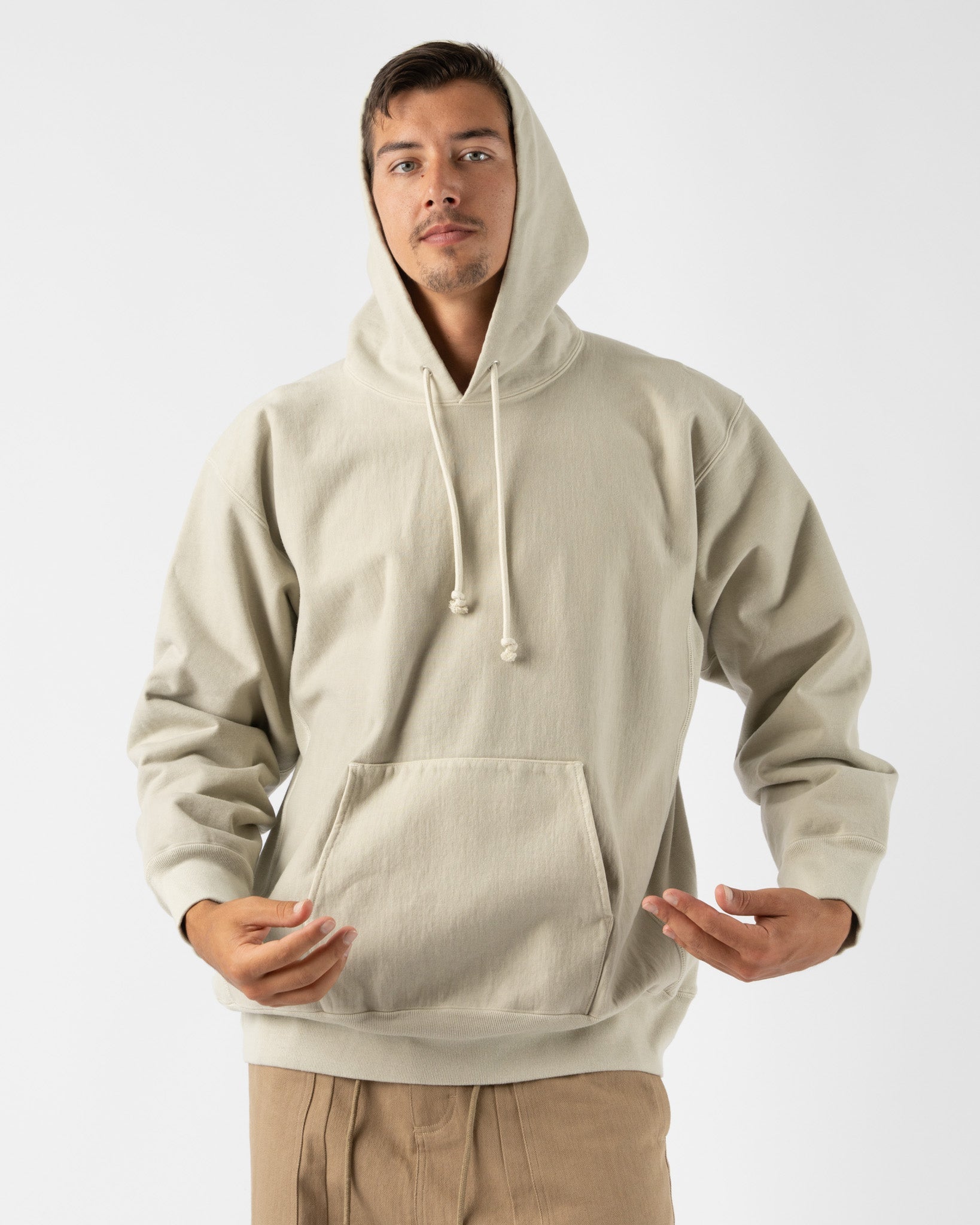 トップス 23awAURALEE SUPER MILLED SWEAT P/O Auralee Super Milled Sweat Pullover Parka in Light Khaki
