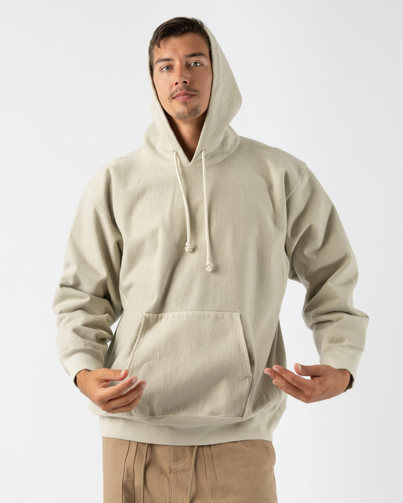 Auralee Super Milled Sweat Pullover Parka in Light Khaki Curated