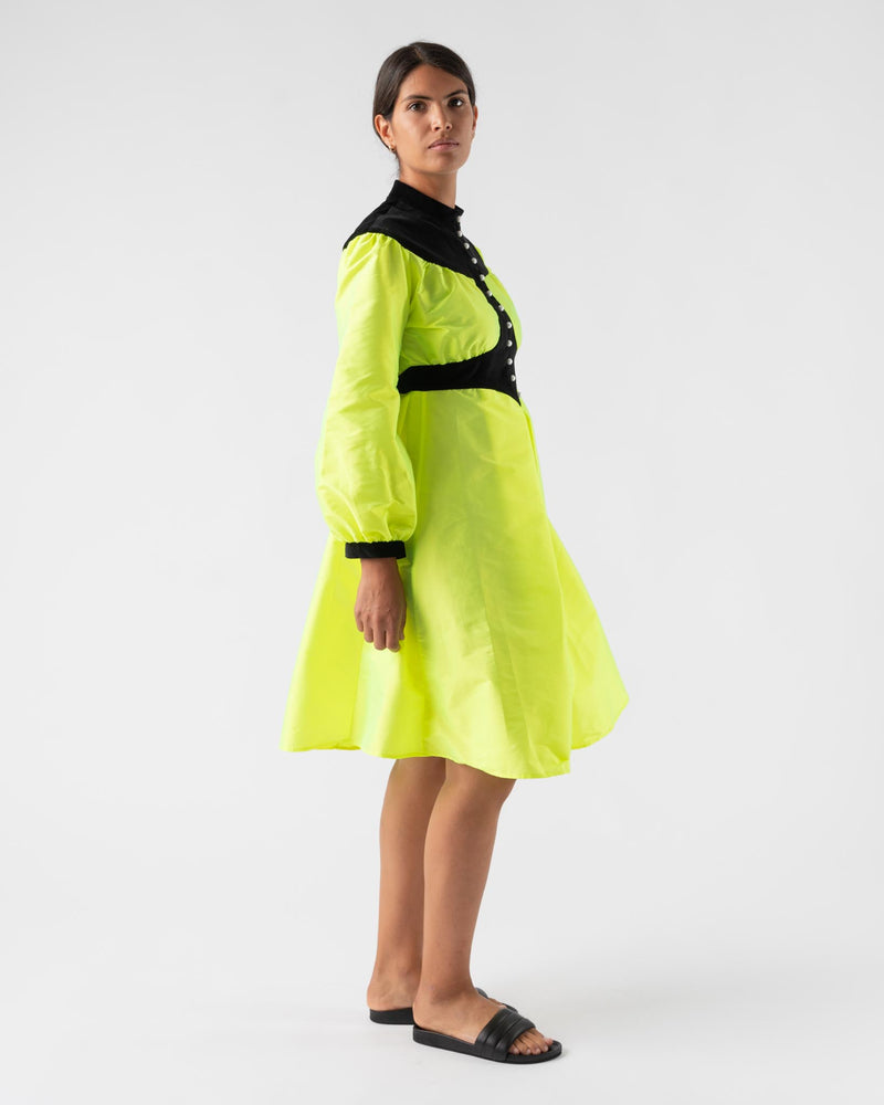 Batsheva Ashlyn Dress in Neon Yellow Taffeta