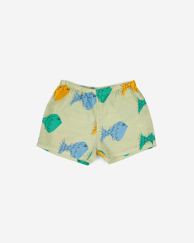 Bobo Choses Baby Muliticolor Fish All Over Woven Shorts