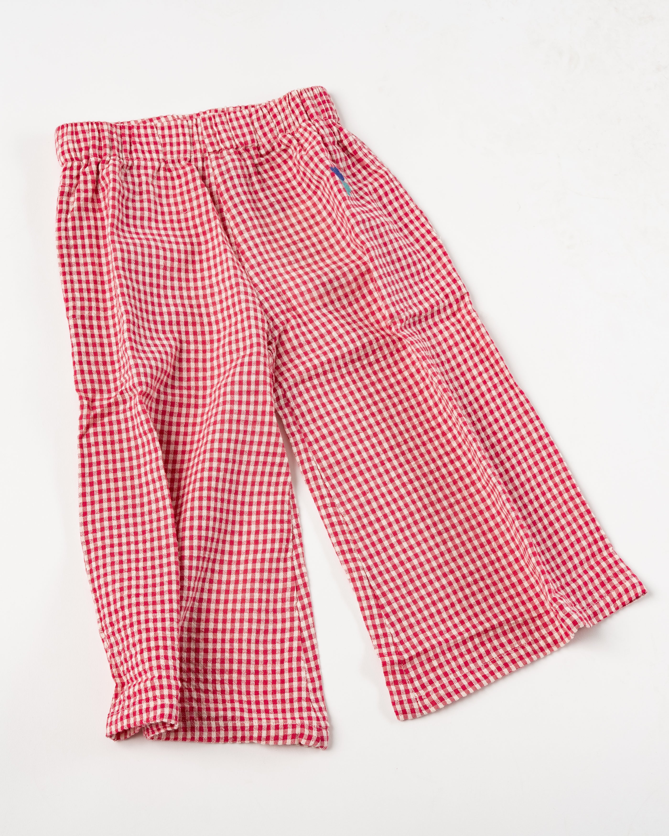 bobo-choses-kids-pink-vichy-woven-culotte-pant-ss23-jake-and-jones-a-santa-barbara-boutique