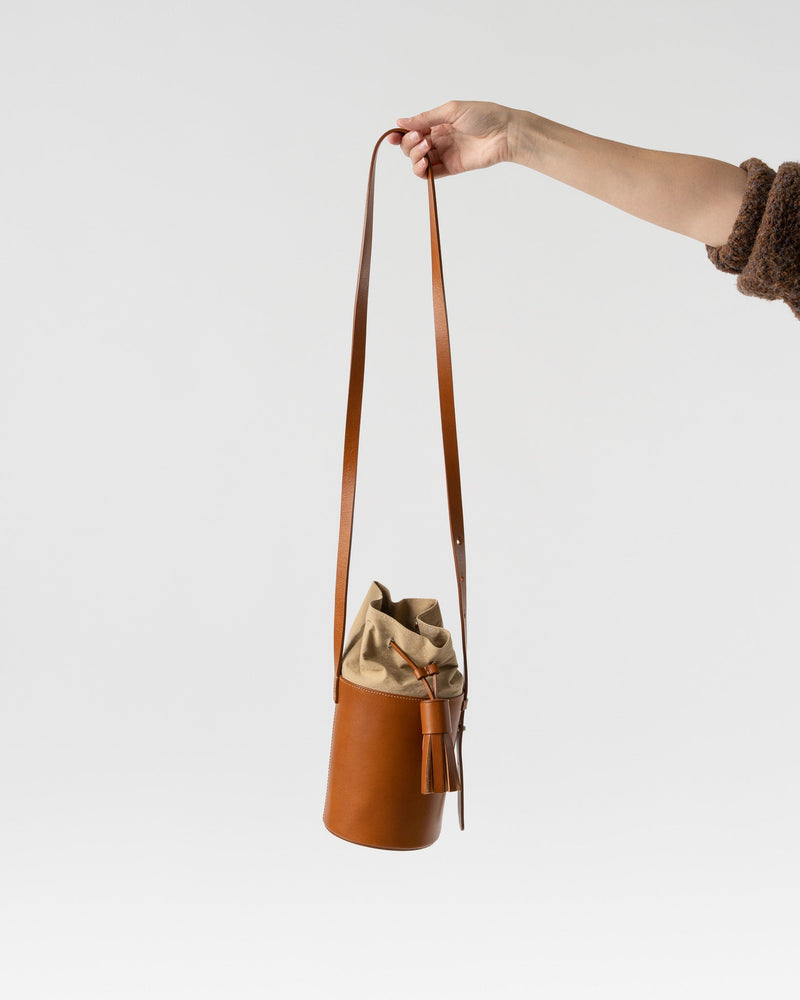 Building Block Small Pail in Khaki Crinkle Curated at Jake and Jones