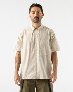 Cawley-August-Shirt-in-Ecru/-Brown-Stripe-Santa-Barbara-Boutique-Jake-and-Jones-Sustainable-Fashion
