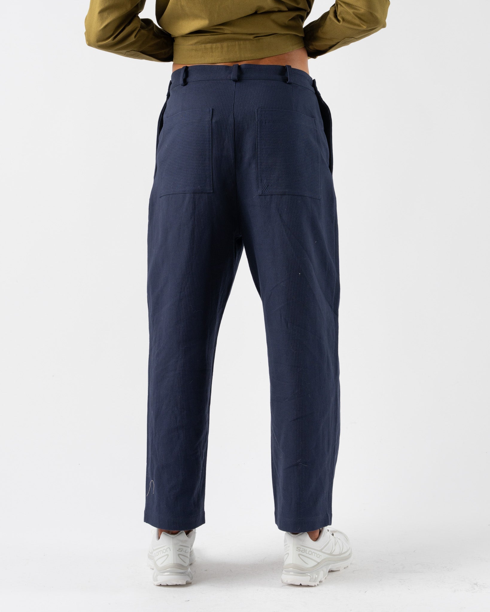 Cawley-Cotton-Raised-Stripe-Sibyl-Trouser-in-Navy-Santa-Barbara-Boutique-Jake-and-Jones-Sustainable-Fashion