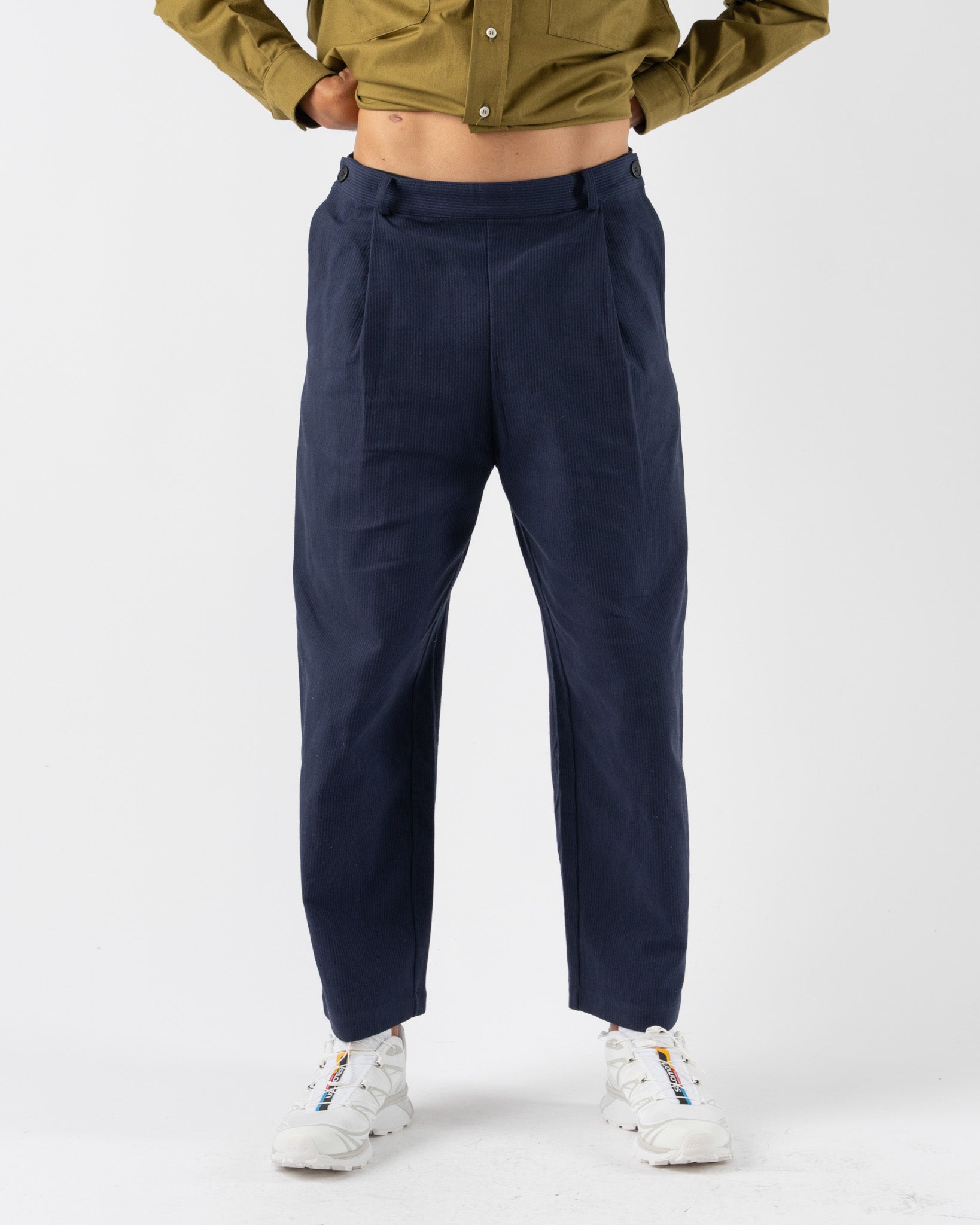Cawley-Cotton-Raised-Stripe-Sibyl-Trouser-in-Navy-Santa-Barbara-Boutique-Jake-and-Jones-Sustainable-Fashion