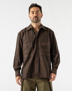 Cawley-Japanese-Dobby-Cotton-Americano-Shirt-in-Chocolate-Santa-Barbara-Boutique-Jake-and-Jones-Sustainable-Fashion