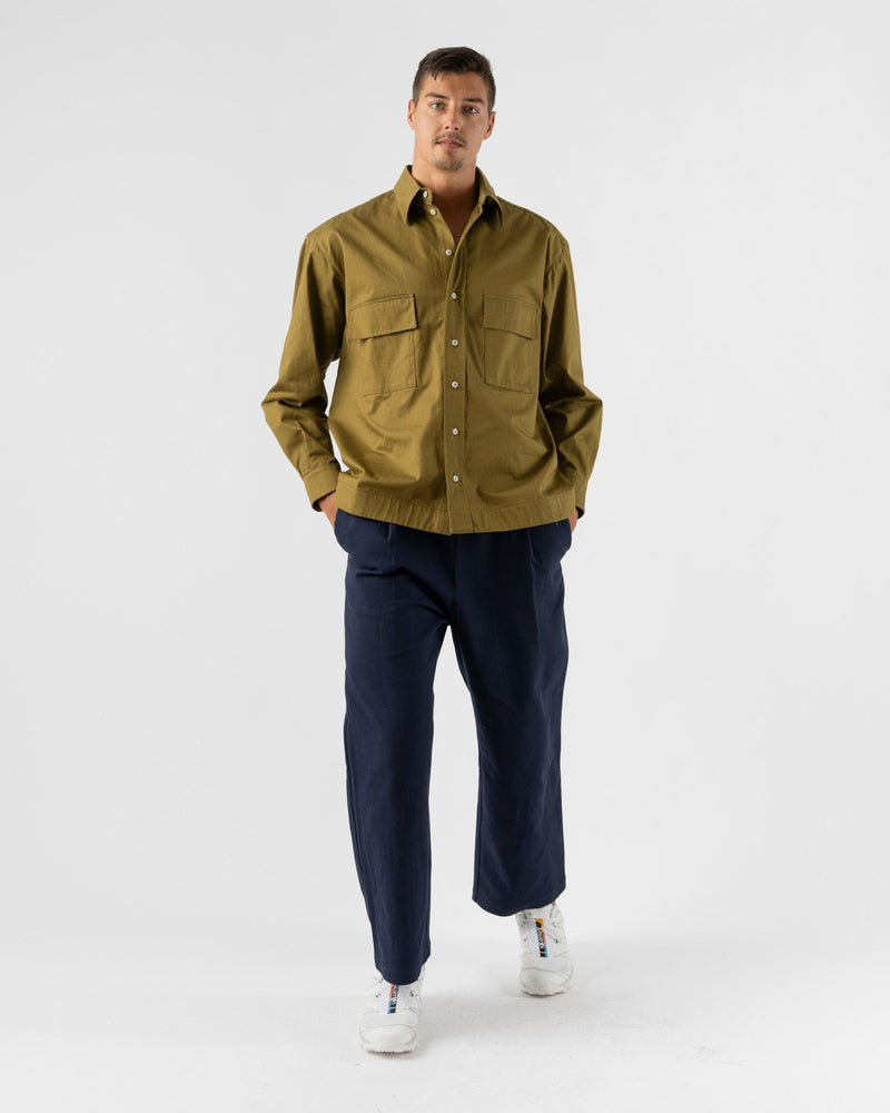Cawley-Pilled-Silk-Cotton-Americano-Shirt-in-Forest-Santa-Barbara-Boutique-Jake-and-Jones-Sustainable-Fashion