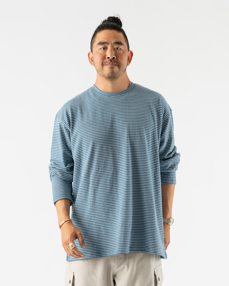 FrizmWORKS-Stripe-Oversized-Relax-Tee-002-in-Steel-Blue-Santa-Barbara-Boutique-Jake-and-Jones-Sustainable-Fashion