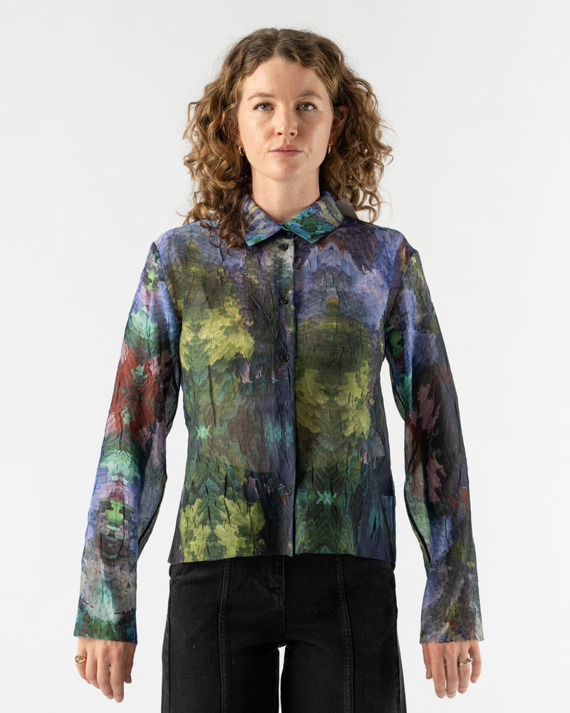 Henrik Vibskov Chaos Pleat Shirt in Kaleidoscope Blue Curated at