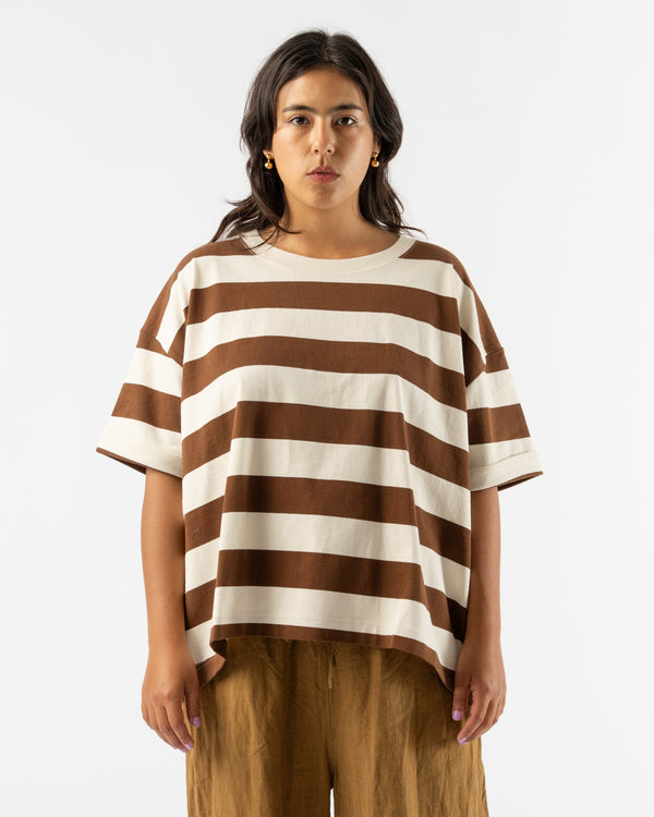 Ichi-Antiquités-Knit-Cotton-Border-T-Shirt-in-Natural-and-Brown-jake-and-jones-santa-barbara-boutique-curated-slow-fashion