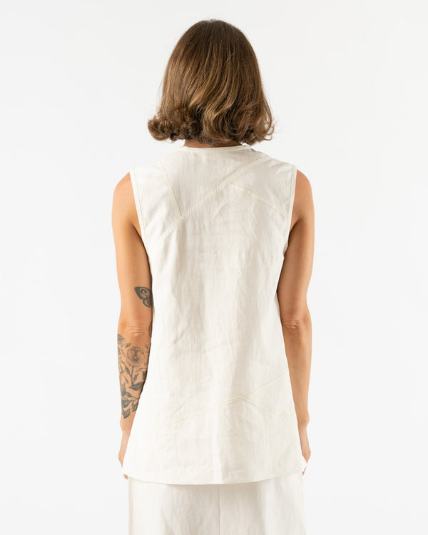 Jil-Sander-Patchwork-V-Neck-in-Pigment-Coated-Linen-Santa-Barbara-Boutique-Jake-and-Jones-Sustainable-Fashion