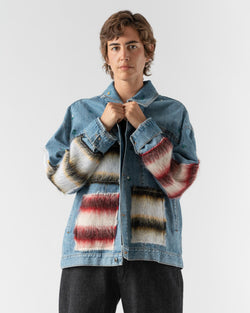 Marni Patchwork Denim Jacket in Iris Blue Curated at Jake and Jones