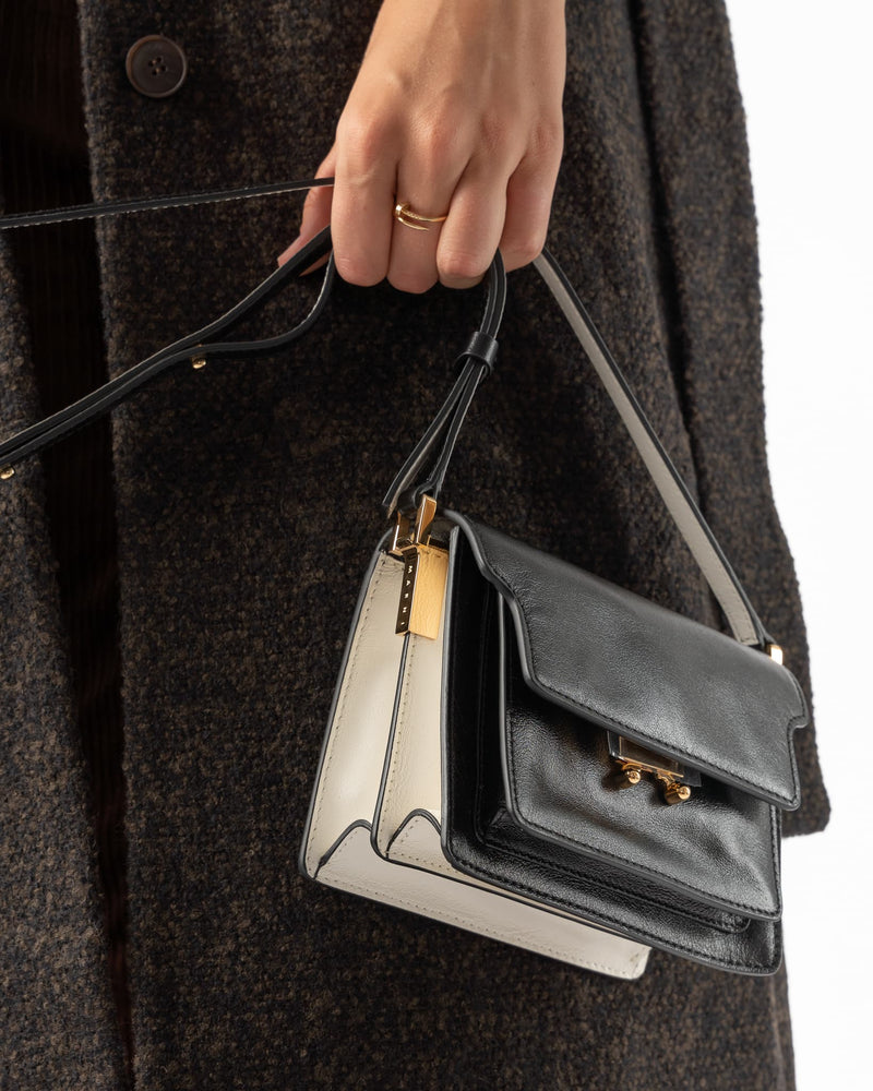 Marni Trunk Soft Mini Bag in Black/White Curated at Jake and Jones