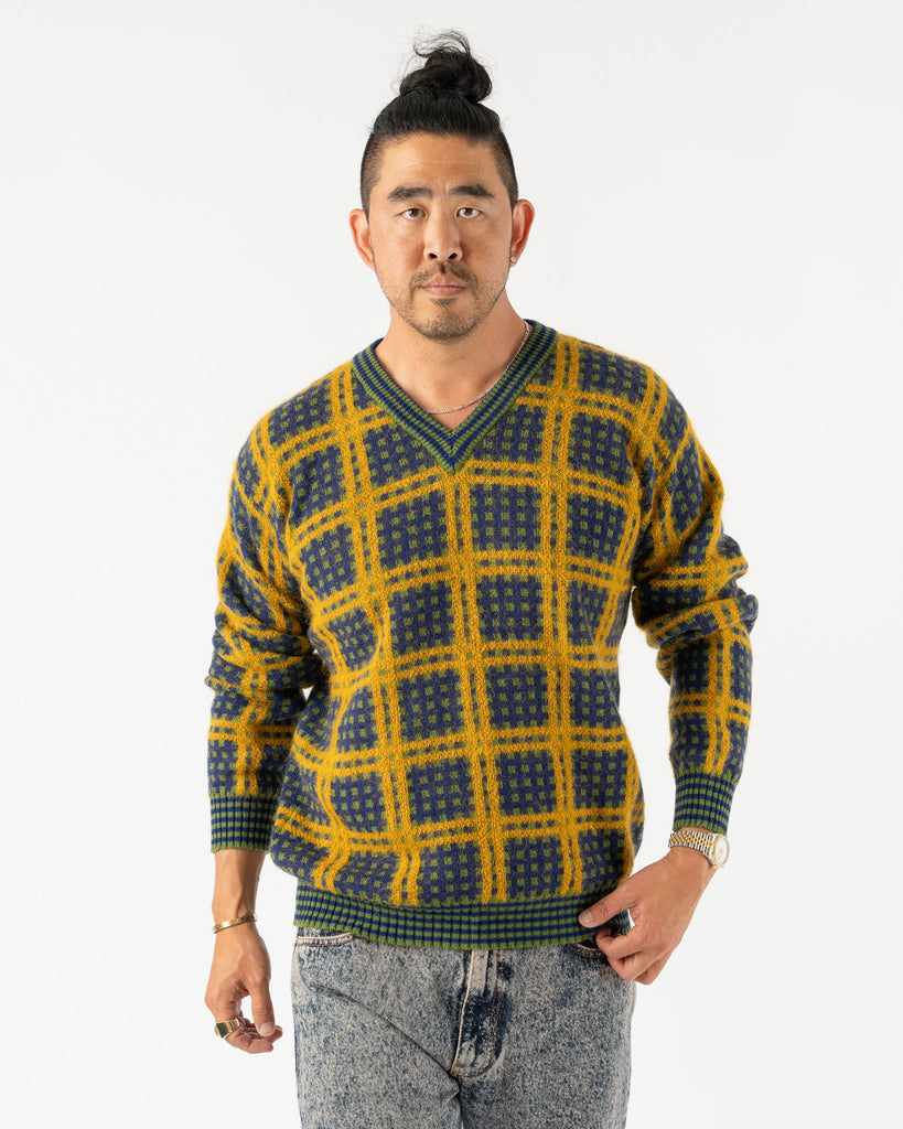 Marni V Neck Mohair Sweater in Lawngreen Curated at Jake and