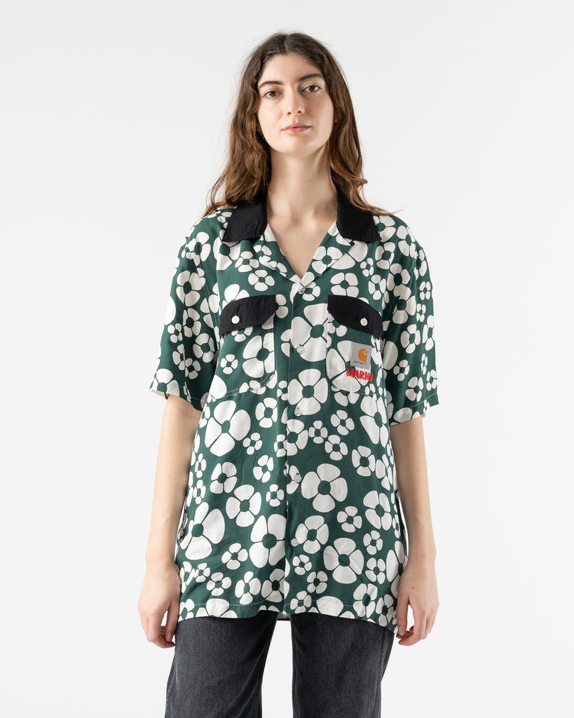 Marni x Carhartt Shirt in Forest Green Floral Curated at Jake and