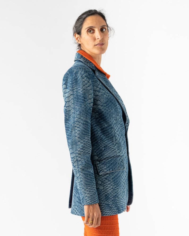 MM6 Maison Margiela Jacket in Blue Wash Snake. Curated at Jake and