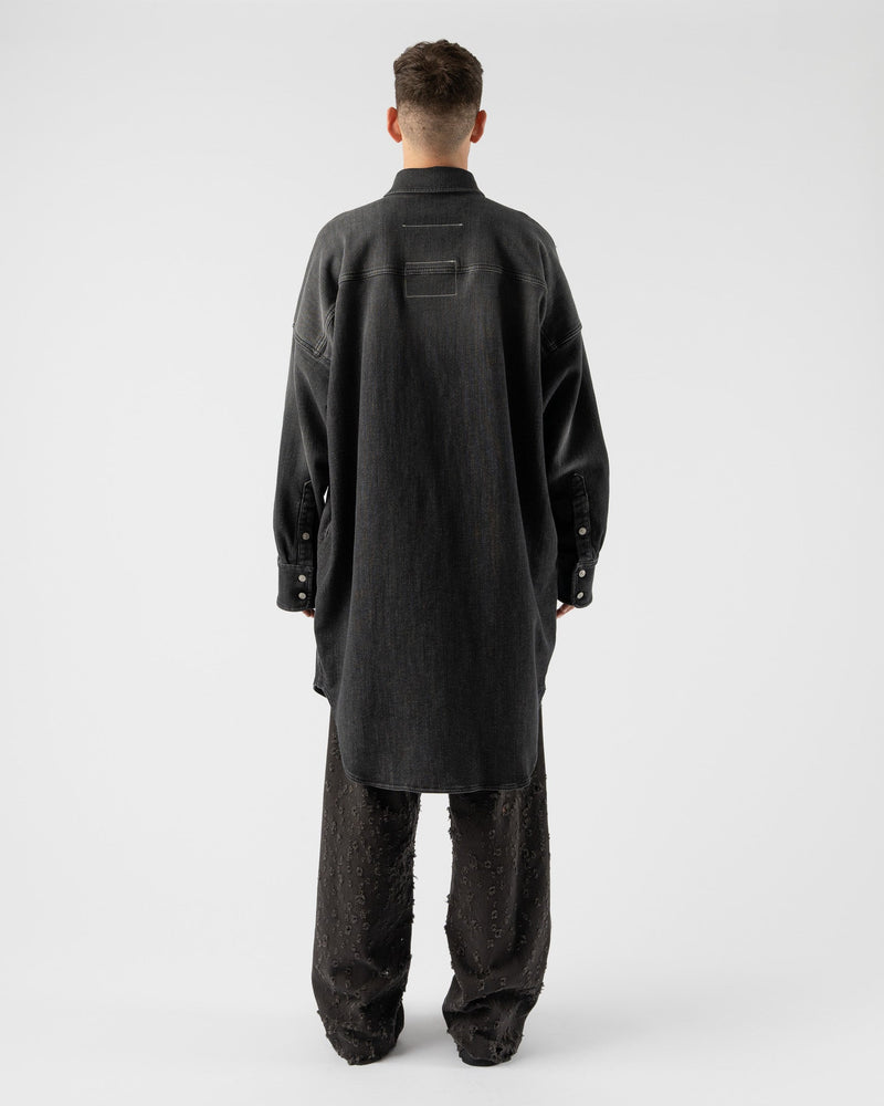 MM6 Maison Margiela Oversize Sweat Denim Shirt in Black Curated at