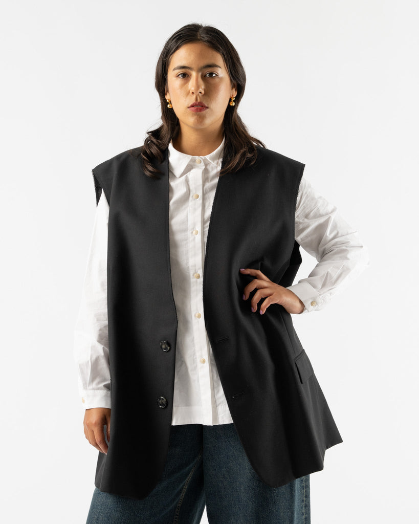 MM6 Maison Margiela Poly Wool Gilet in Black Curated at Jake and Jones