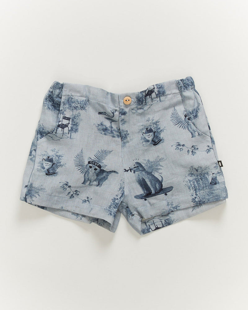 Oeuf Shorts in Ciel and Toile De Jouy