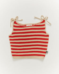 Oeuf Tie Strap Top in Poppy and Playset Stripes