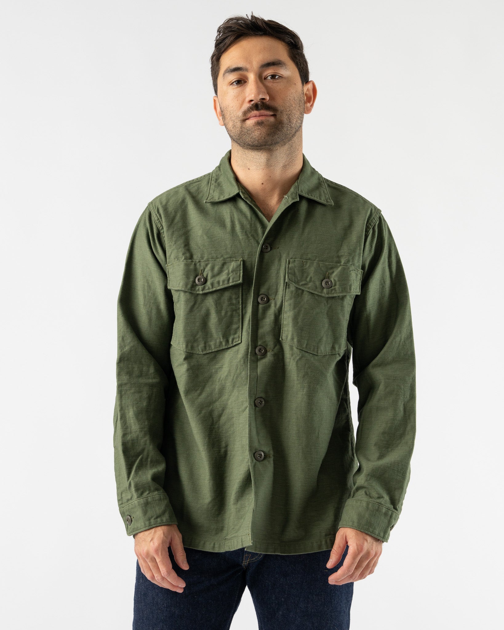 orSlow U.S. Army Fatigue Shirt in Green - 1
