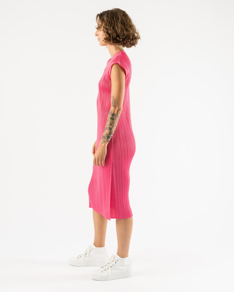 Pleats Please by Issey Miyake July Monthly Colors Dress in Bright Pink Curated at Jake and Jones 4
