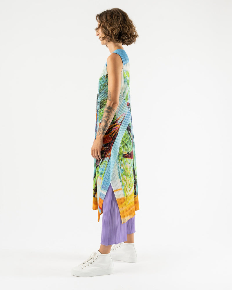 Pleats Please by Issey Miyake Tropical Winter Dress in Blue